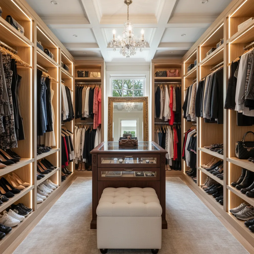 Custom closet system with drawers and hanging space in Melbourne, FL