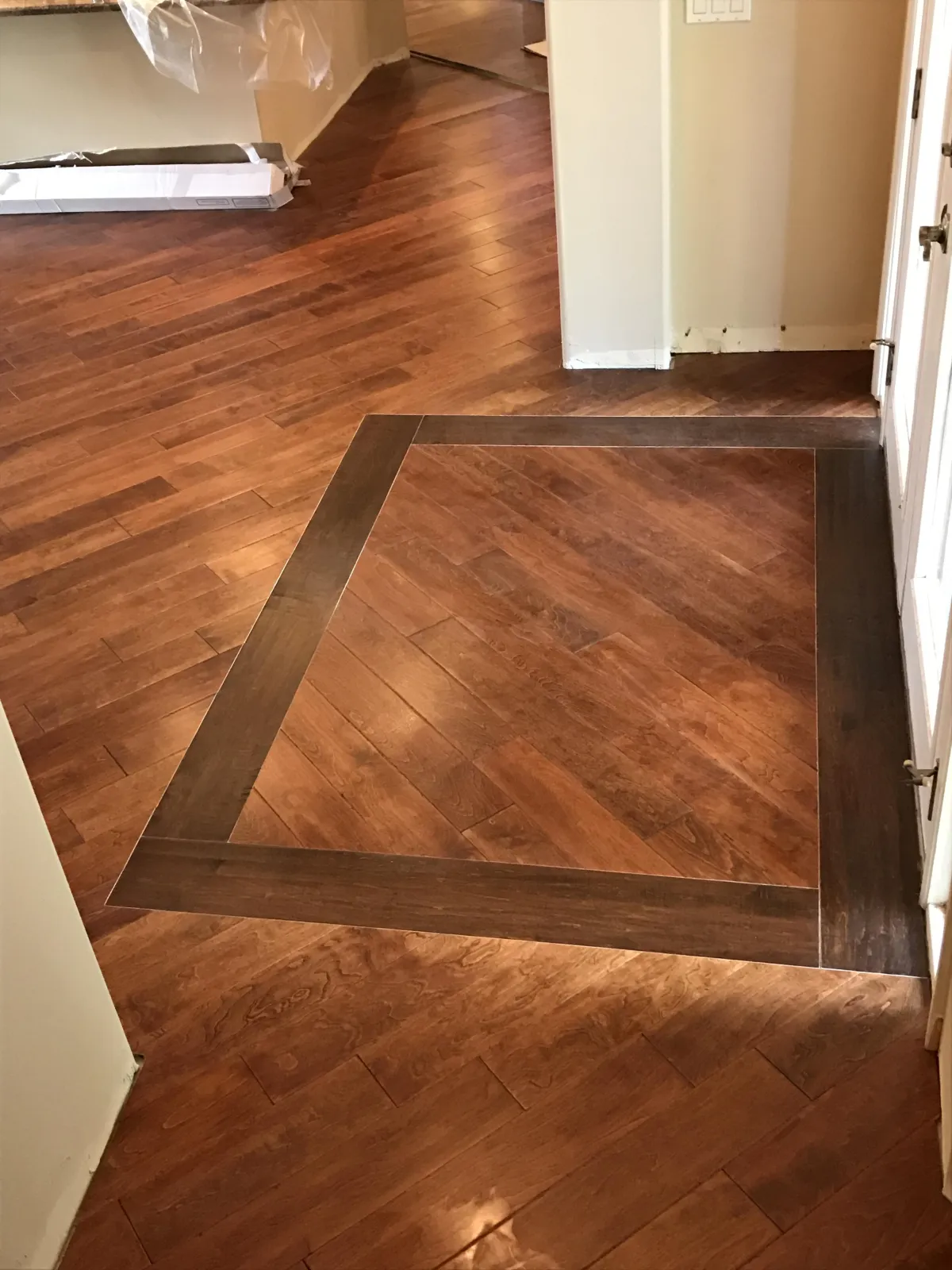 Hardwood flooring with a warm finish in a Florida living room
