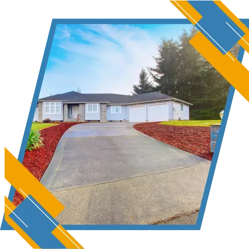 Fresh concrete driveway in front of a home in Sanford, NC