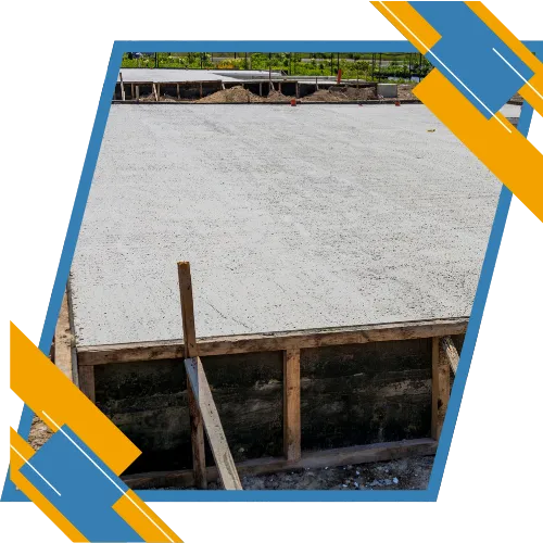 Freshly poured concrete slab base for a property project in Sanford, NC