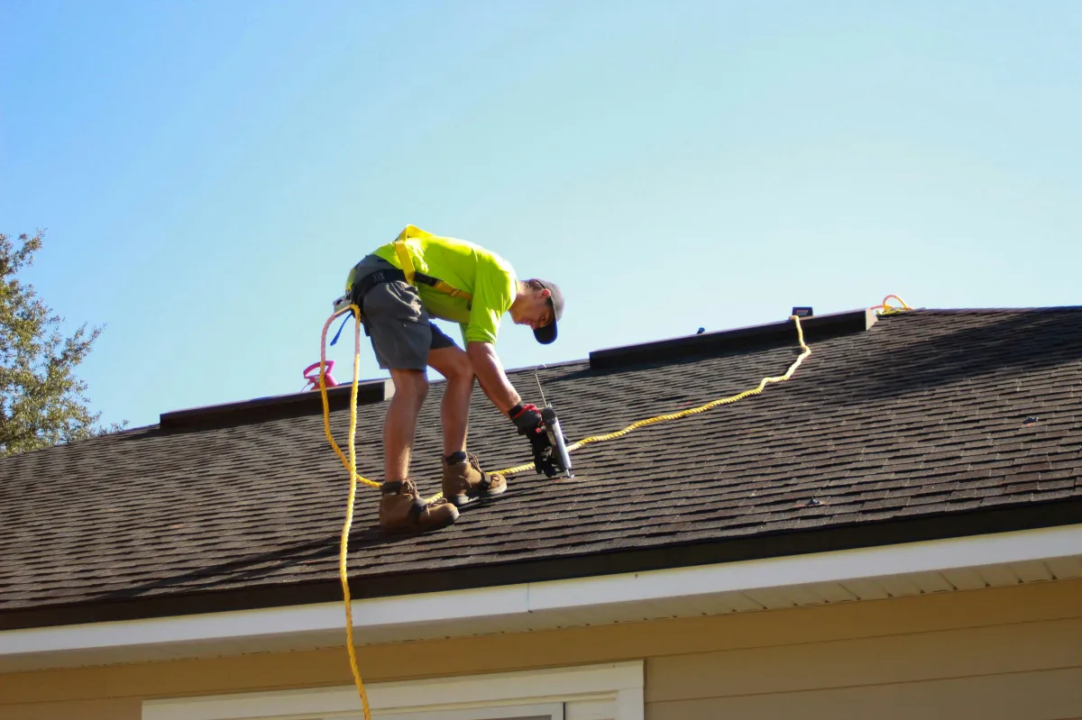 Professional roof replacement on a residential property