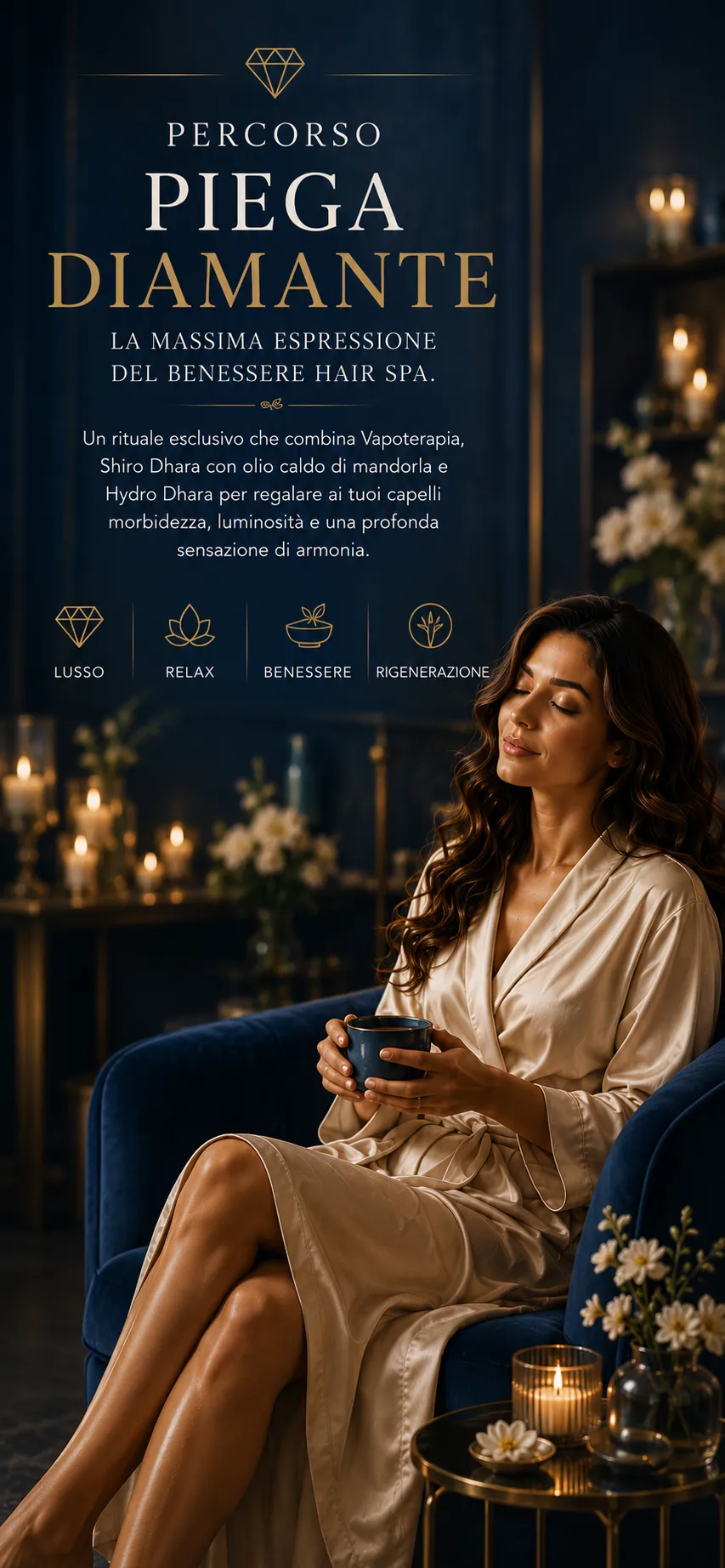 Botanical atmosphere and soft light, hair spa luxury