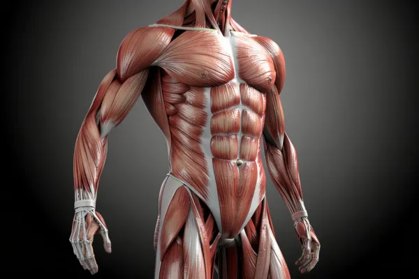 Scientific or anatomical illustration showing core muscles during walking