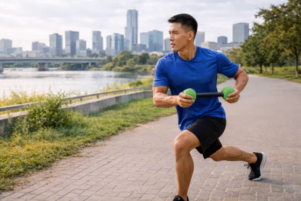 Athlete performing dynamic warm-up with Abdomen Balls™ before workout