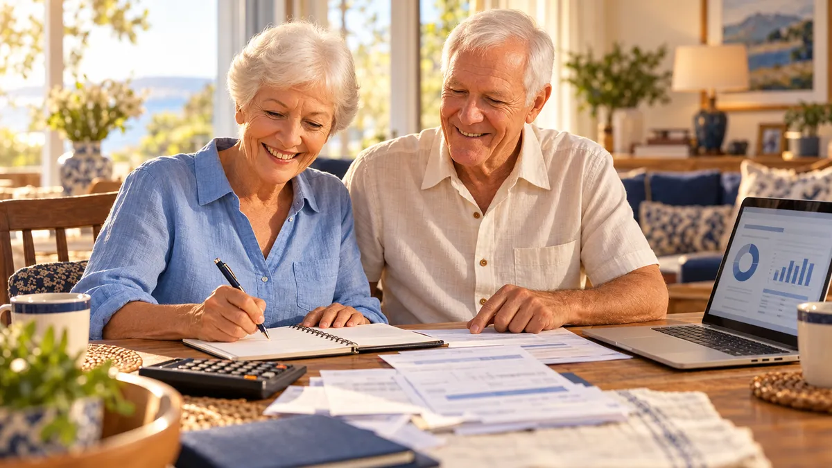 Retired couple planning their 2027 retirement budget