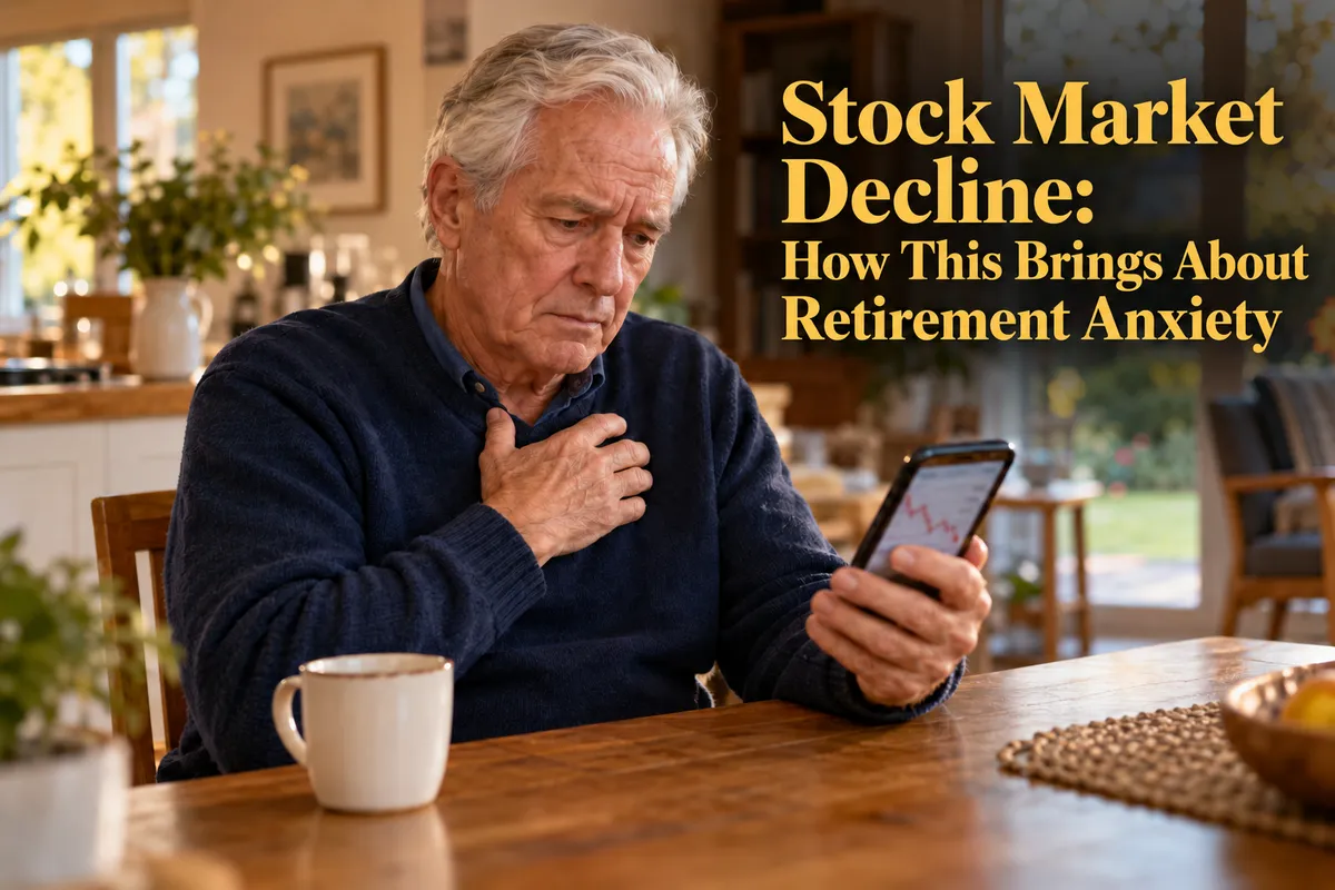 Retiree Checks Phone Amid Market Anxiety