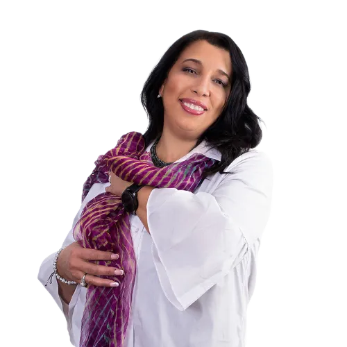 A consultant and client shaking hands in a bright, minimalist office, with a digital whiteboard displaying workflow diagrams. The consultant is smiling, and the client looks confident and optimistic, symbolizing a successful partnership.