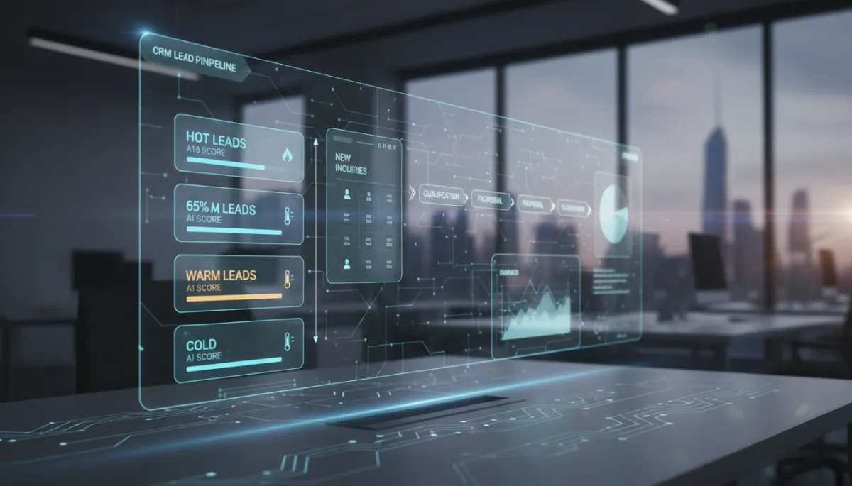 AI-first CRM dashboard showing automated lead pipeline scoring and workflow automation for SMEs