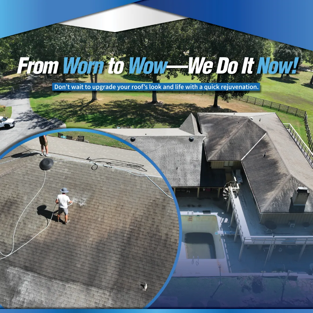 Certified [DEALER NAME] roofing technician in safety gear inspecting asphalt shingle granular adhesion on residential roof