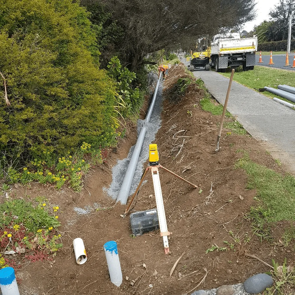 Site drainage and trenching work in Far North Northland property