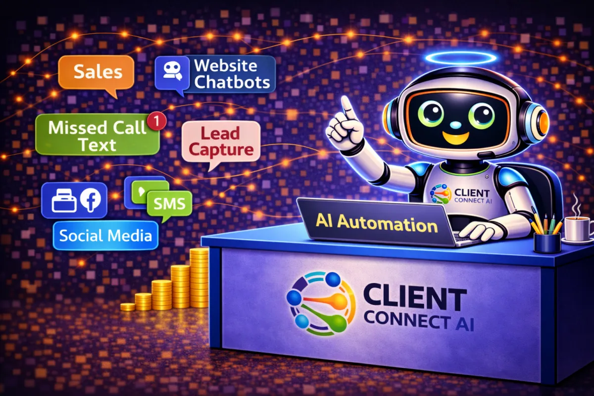 AI automation dashboard showing instant lead response and chatbot conversation