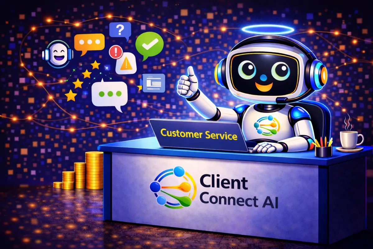 AI chatbot responding instantly to a client inquiry and capturing lead information.