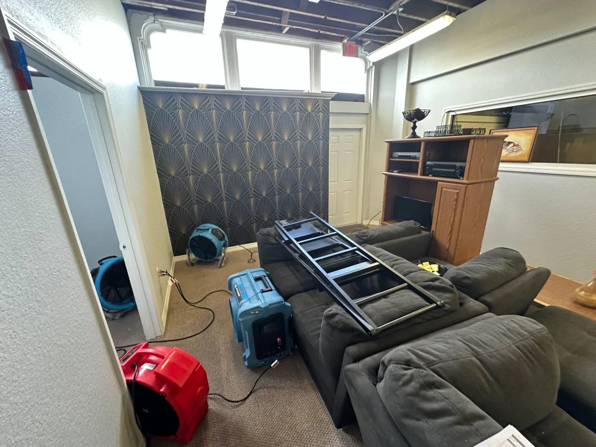 dresser beside sofa