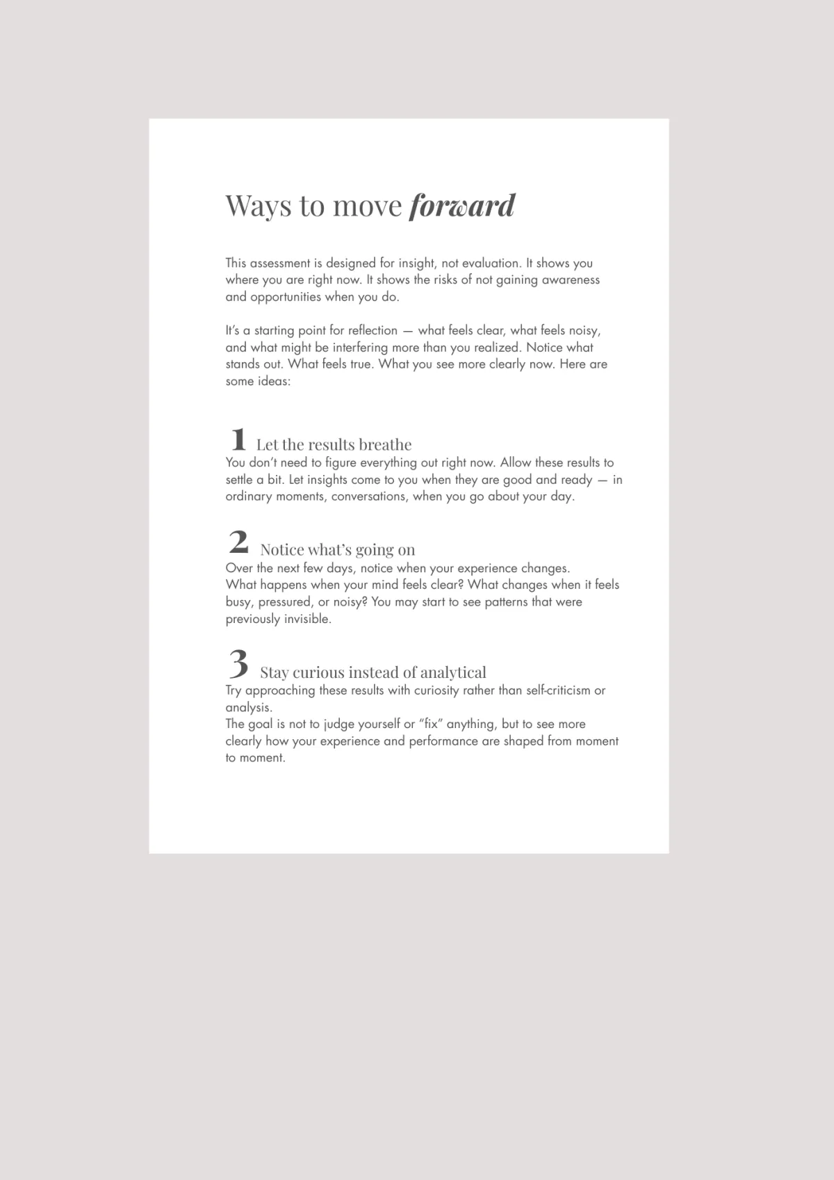 Thoughts on how to move forward Document