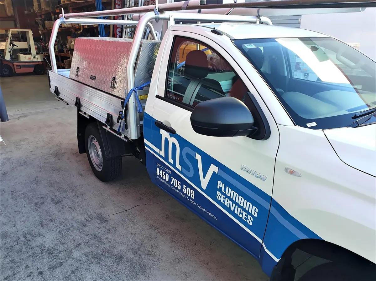 msv plumbing services utility truck ready for plumbing emergencies.