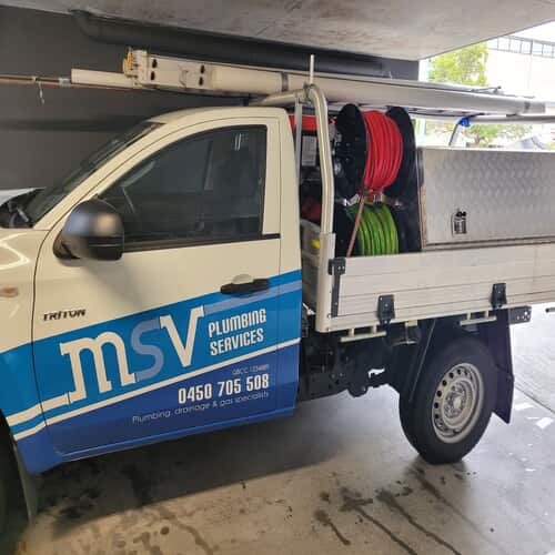 MSV Plumbing Services Vehicle equiped with CCTV Drain Inspection equipment in Coorparoo.