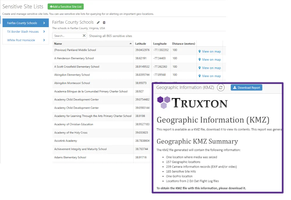 Truxton Geographic Info Screen