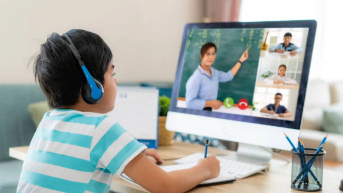 student is studying on an online course