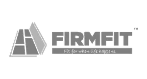 Firmfit logo, showcasing durable vinyl plank flooring solutions for interior design.
