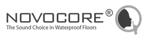 NOVOCORE® logo with tagline "The Sound Choice in Waterproof Floors," emphasizing quality flooring solutions for interior design.