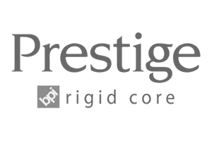 Prestige rigid core vinyl plank flooring logo, showcasing durable and stylish flooring solutions for interior design enhancements.