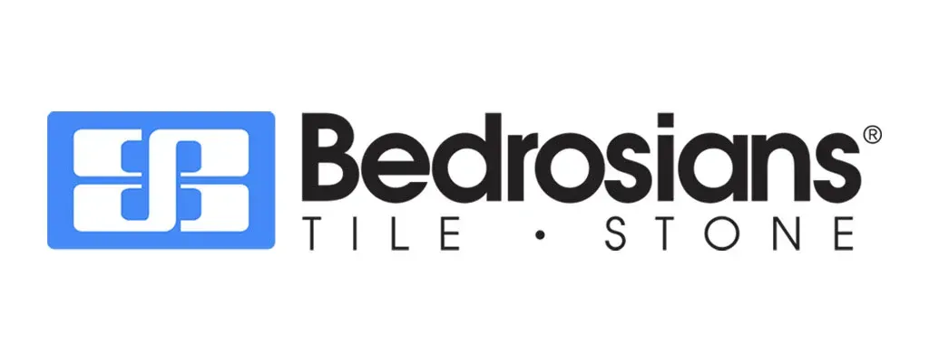 Bedrosians Tile & Stone logo featuring a stylized blue and black design, representing quality tile flooring options for interior design projects.