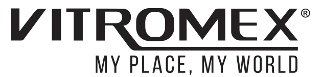 Logo of Vitromex, a brand specializing in tile flooring products, emphasizing quality and design for interior spaces.