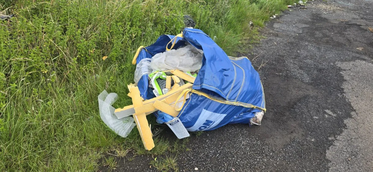 fly tipping of builder's materials on the moors above Huddersfield 