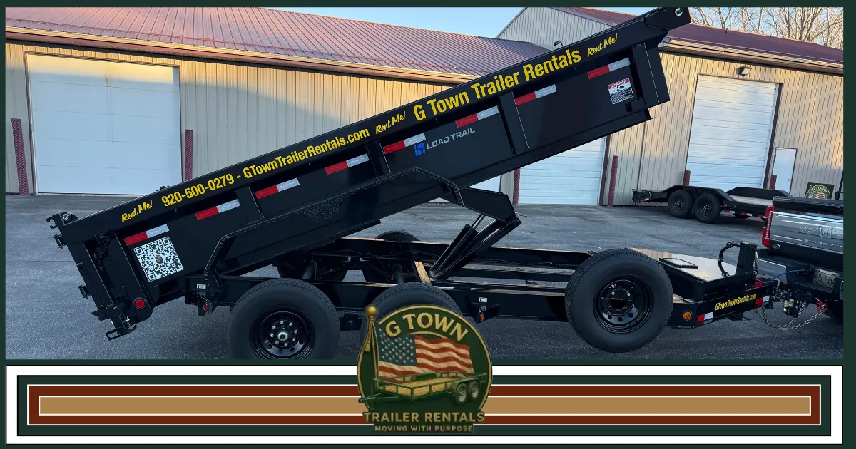 14-foot dump trailer for late-fall storm damage cleanup at G Town Trailer Rentals in Green Bay, Wisconsin