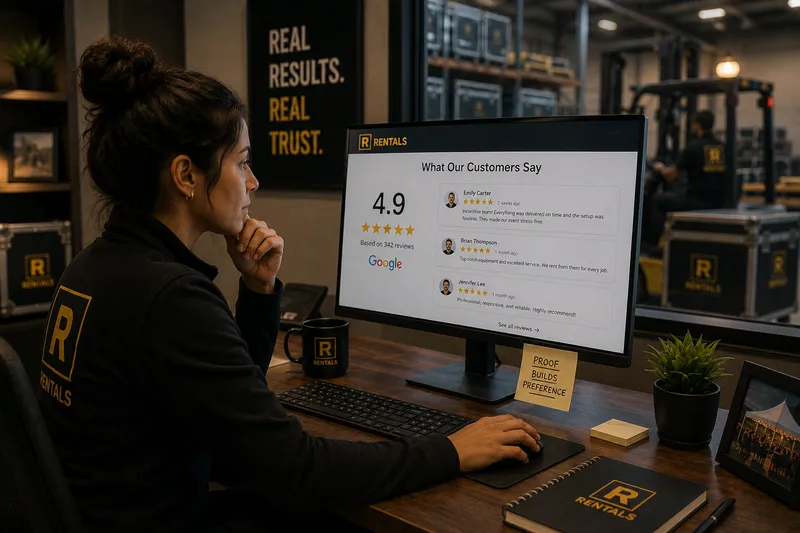 Rental Business Owner Looks At Reviews Online