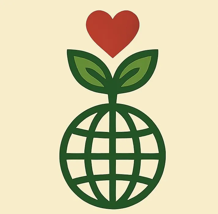 Sustainable gardening supporting globe with flower image.
