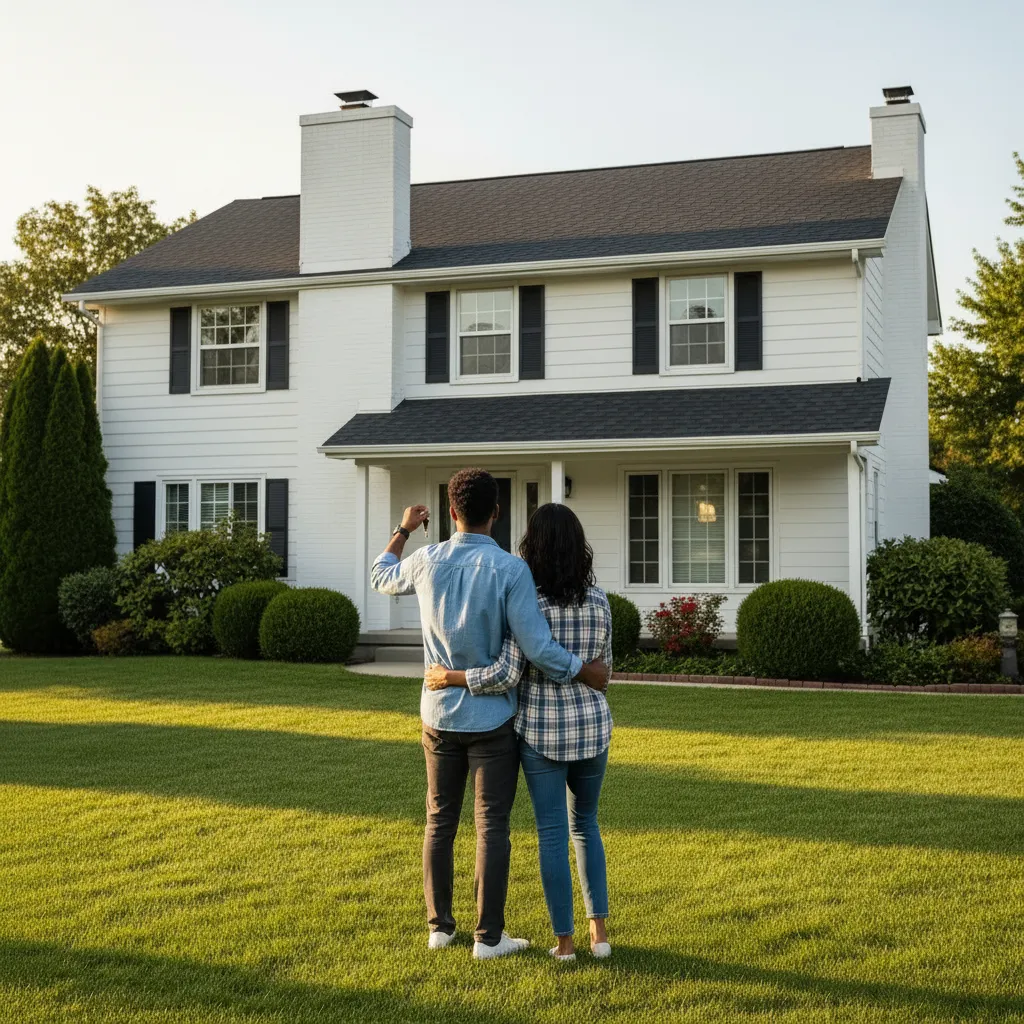 Family in front of their new Oklahoma home after closing.