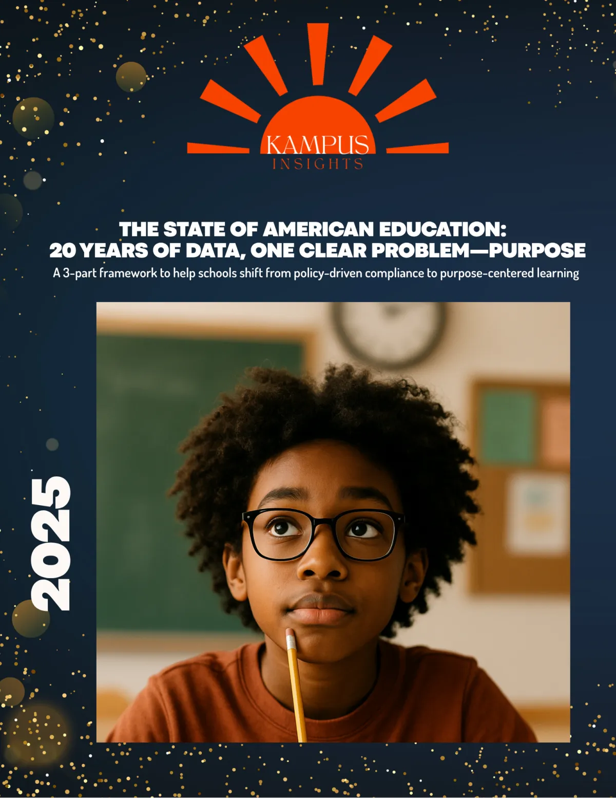Young black male reflecting on the purpose of learning  begins with a spark