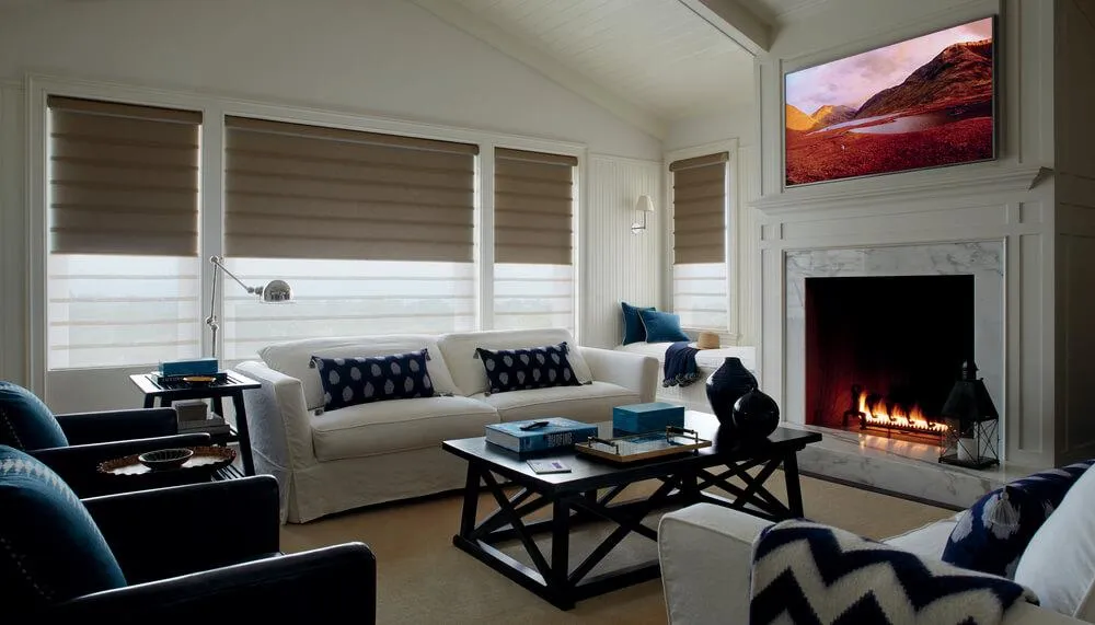 Privacy shades and roman shades fitted to custom size