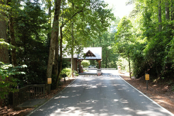 The gated entrance to Big Canoe, GA, a private mountain community maintained by the POA