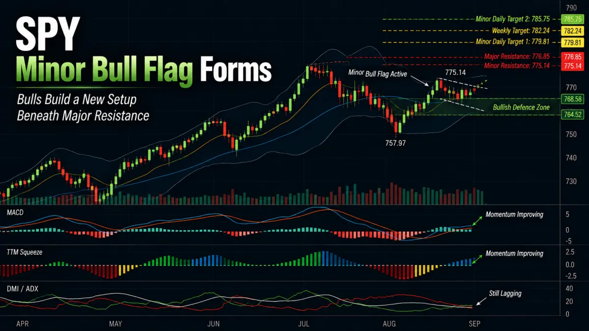 SPY Minor Bull Flag Forms Beneath Major Resistance