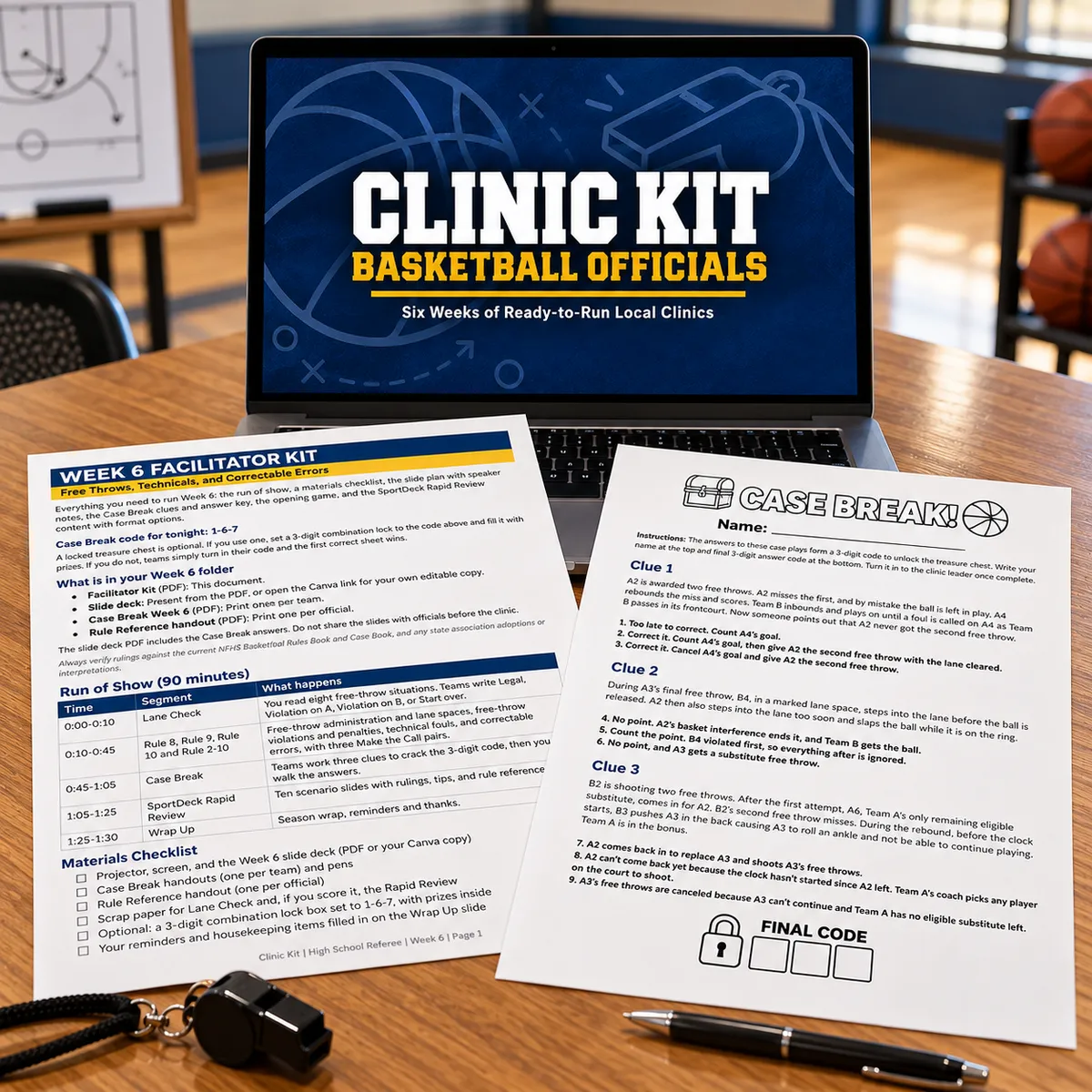 Clinic Kit: Basketball Officials, six weeks of ready-to-run local clinics
