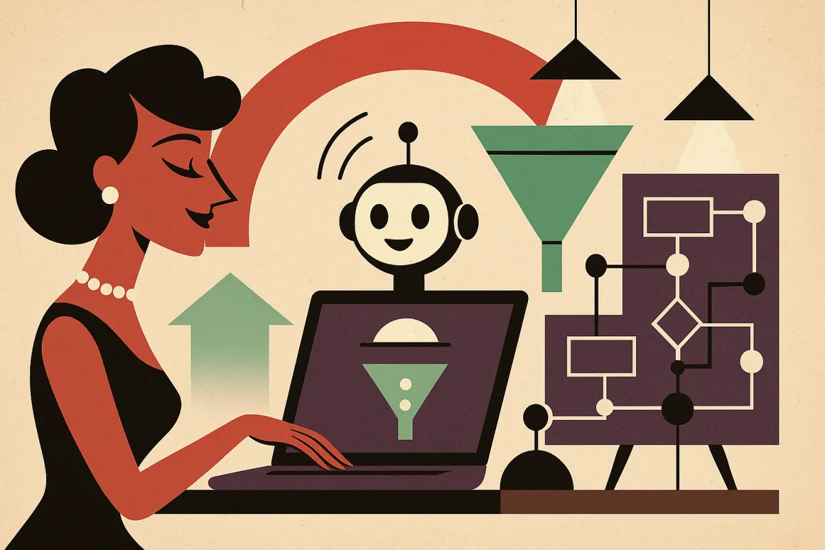 Clarixa.ai hero illustration: stylized dashboard mockup with AI agent icons, CRM integration visuals, and subtle automation flow elements in Clarixa.ai brand colors; 3:2 aspect, no text or watermark