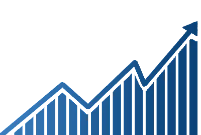 blue chart with a line going up showing growth
