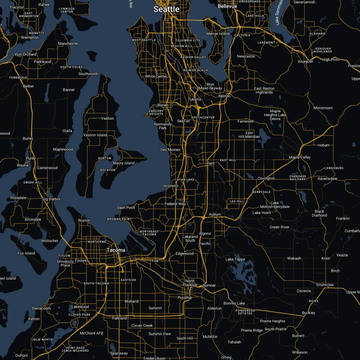 Primal Outdoor Lighting Service Area Map