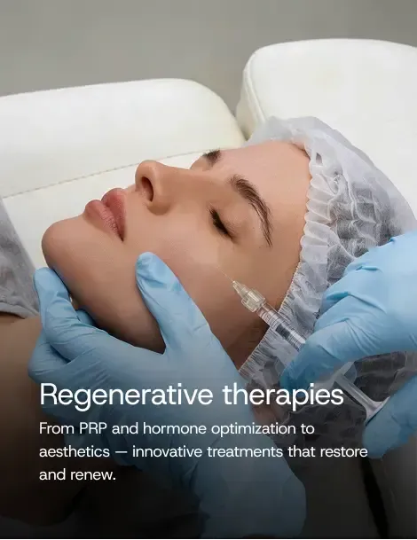 Female patient getting regenerative injection on face.