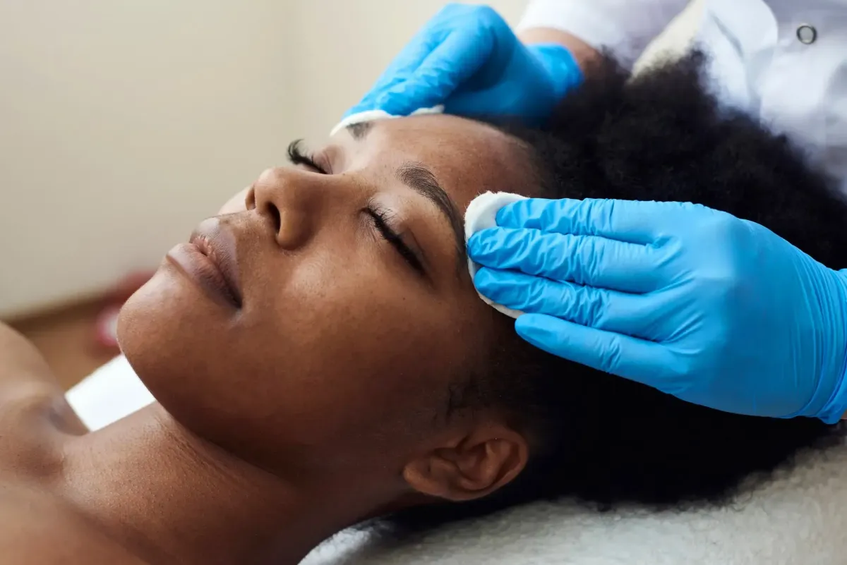 Woman receiving PRP facial injections.