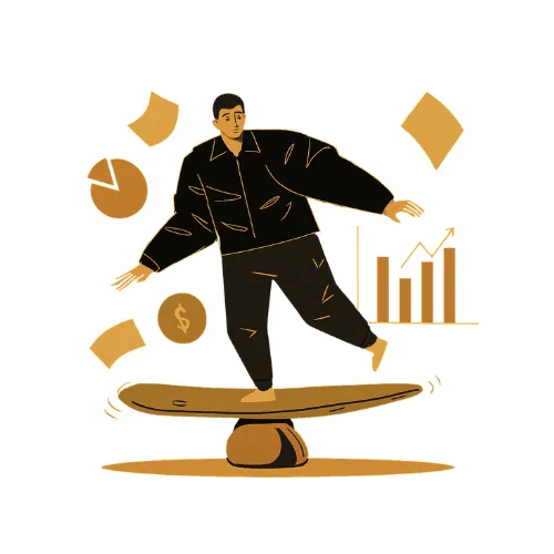 Business owner balancing finances and strategy while managing analytics and profit growth