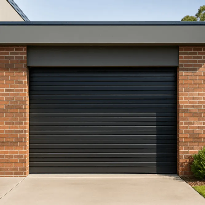 A image of a commercial style roller door on a commercial or industrial building 