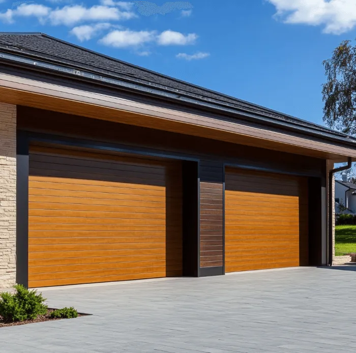 a image of a white garaged door on a modern new home
