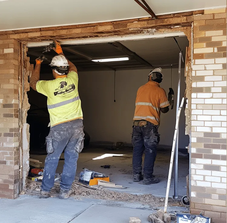 A custom styled garage door on a new home