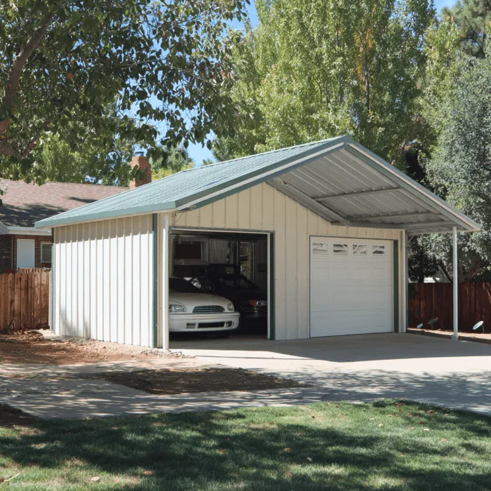 A custom styled garage door on a new home