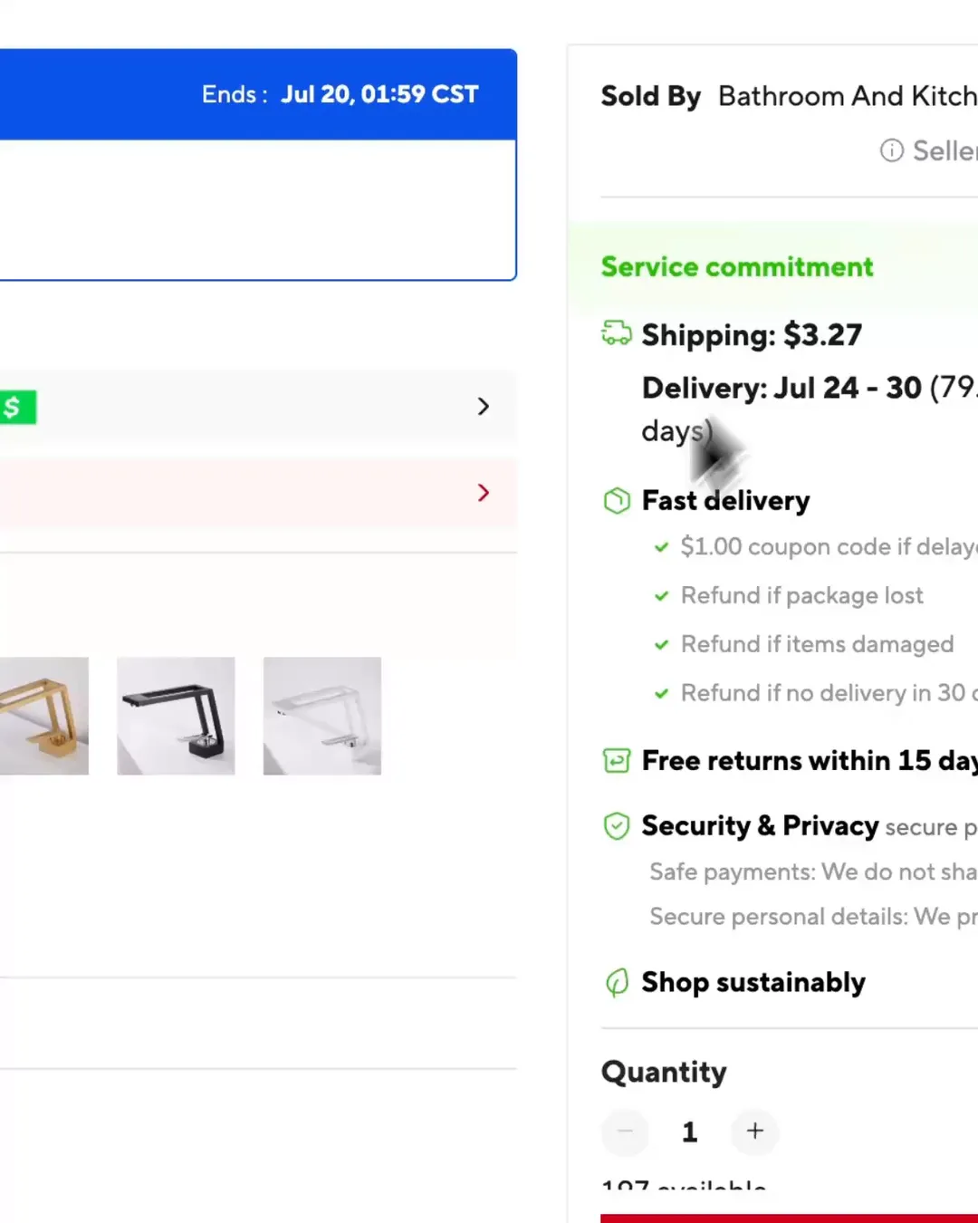 Calculator margin math on a real product's prices — screen recording frame, July 16, 2026.