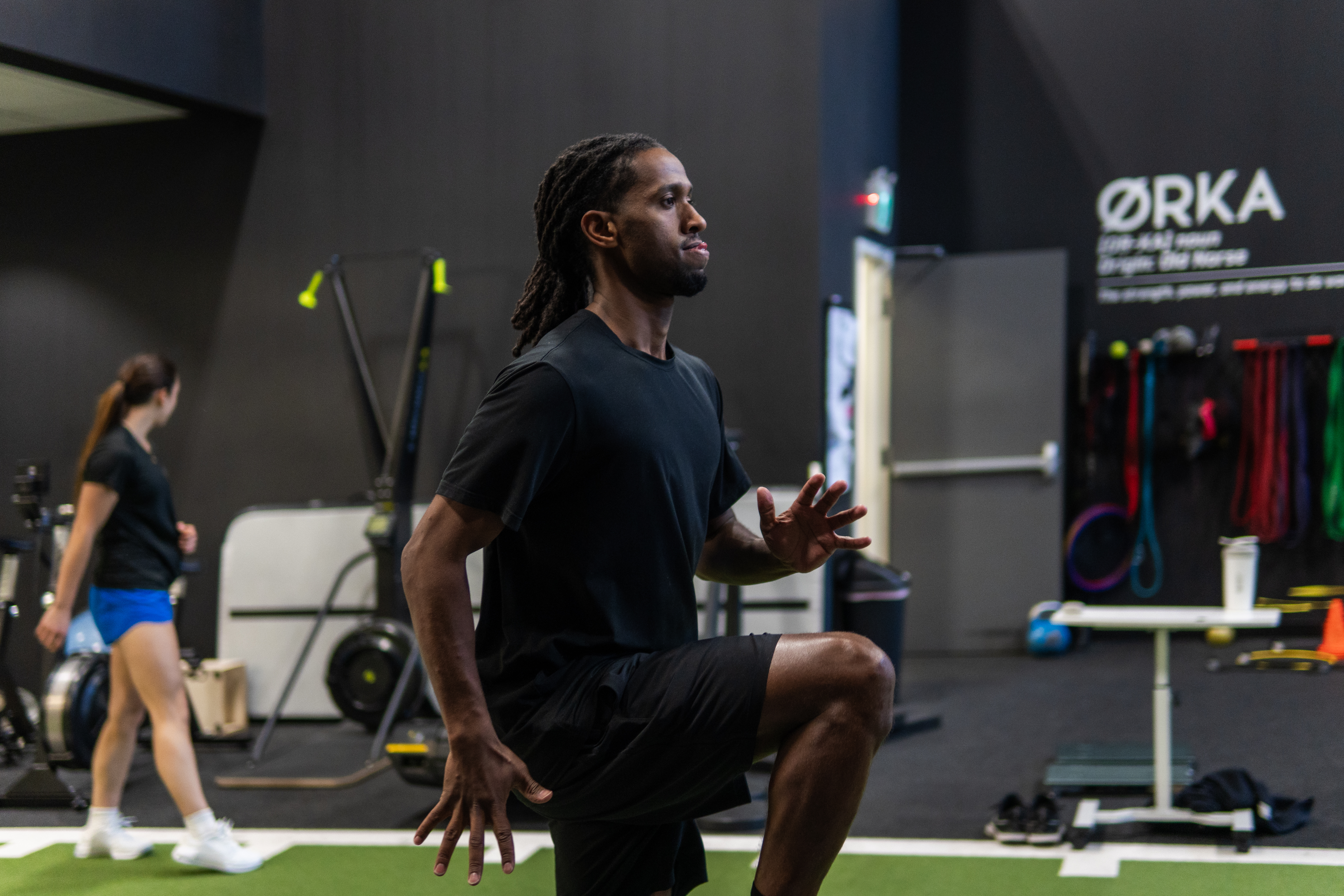 Athlete performing jump testing at &Oslash;RKA Performance