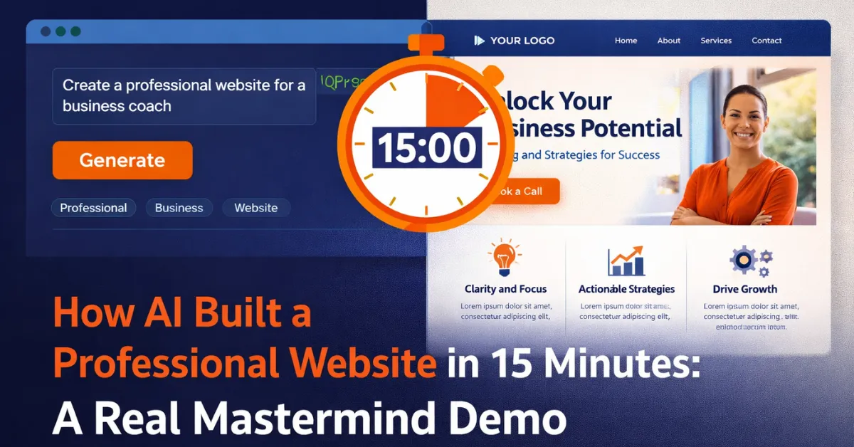 How AI Built a Professional Website in 15 Minutes: A Real Mastermind Demo